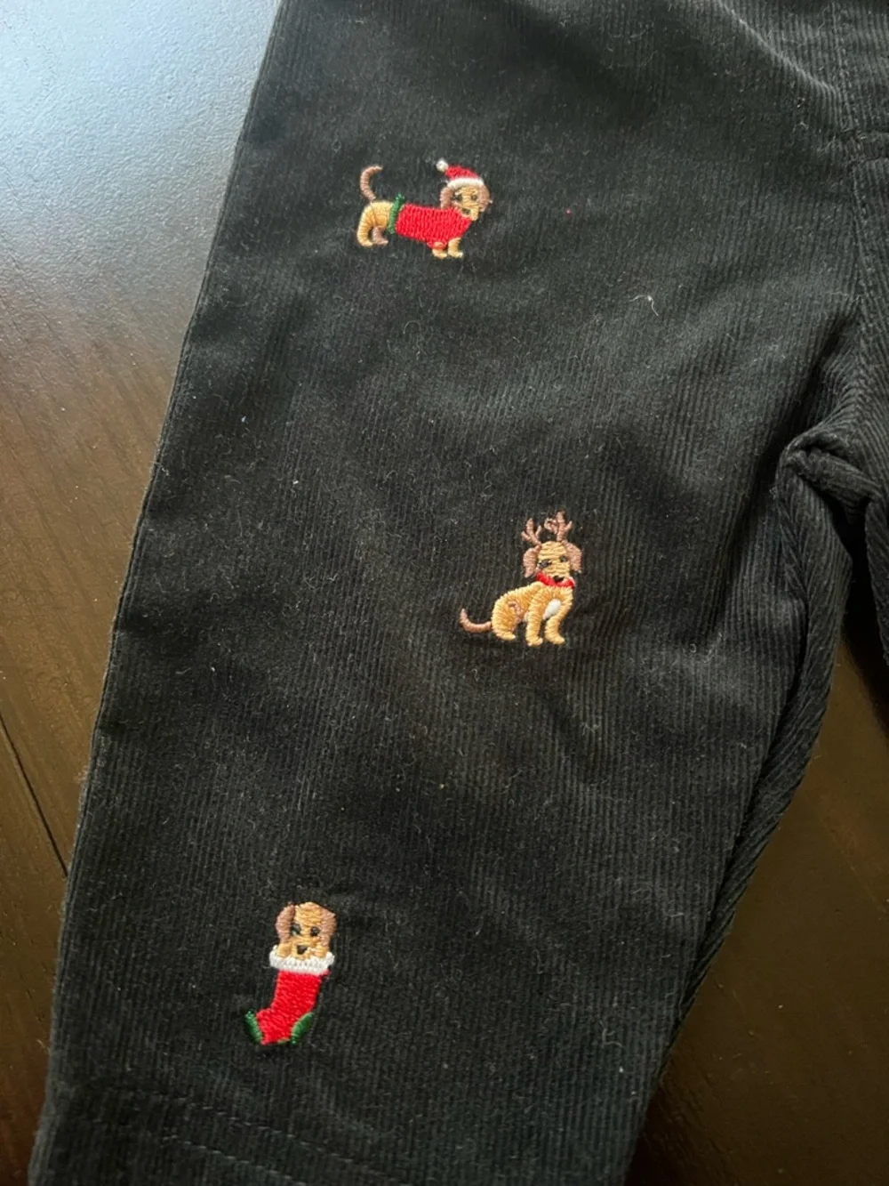 New - Little Me Red Plaid Christmas Baby Onesie with Navy Embroidered Pants